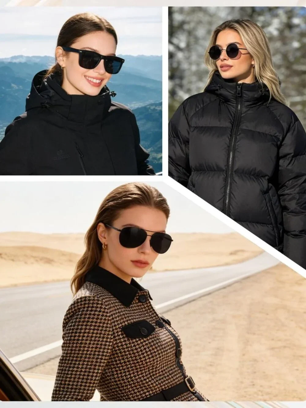 3 Pack Sunglasses Set - Retro Round, Aviator & Classic Styles, Polarized UV400